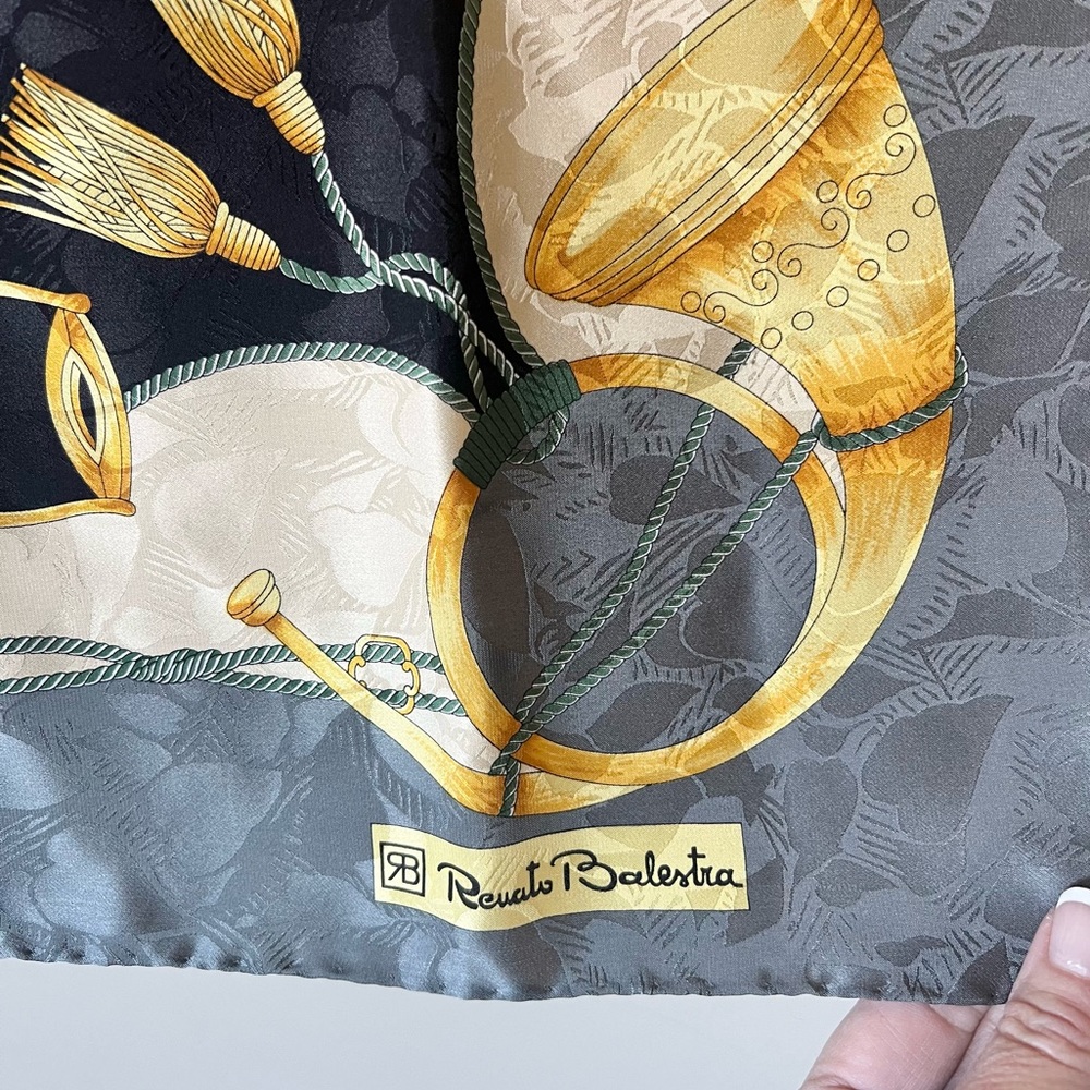 RENATO BALESTRA Italian Large Square Silk Scarf - Picture 2 of 8
